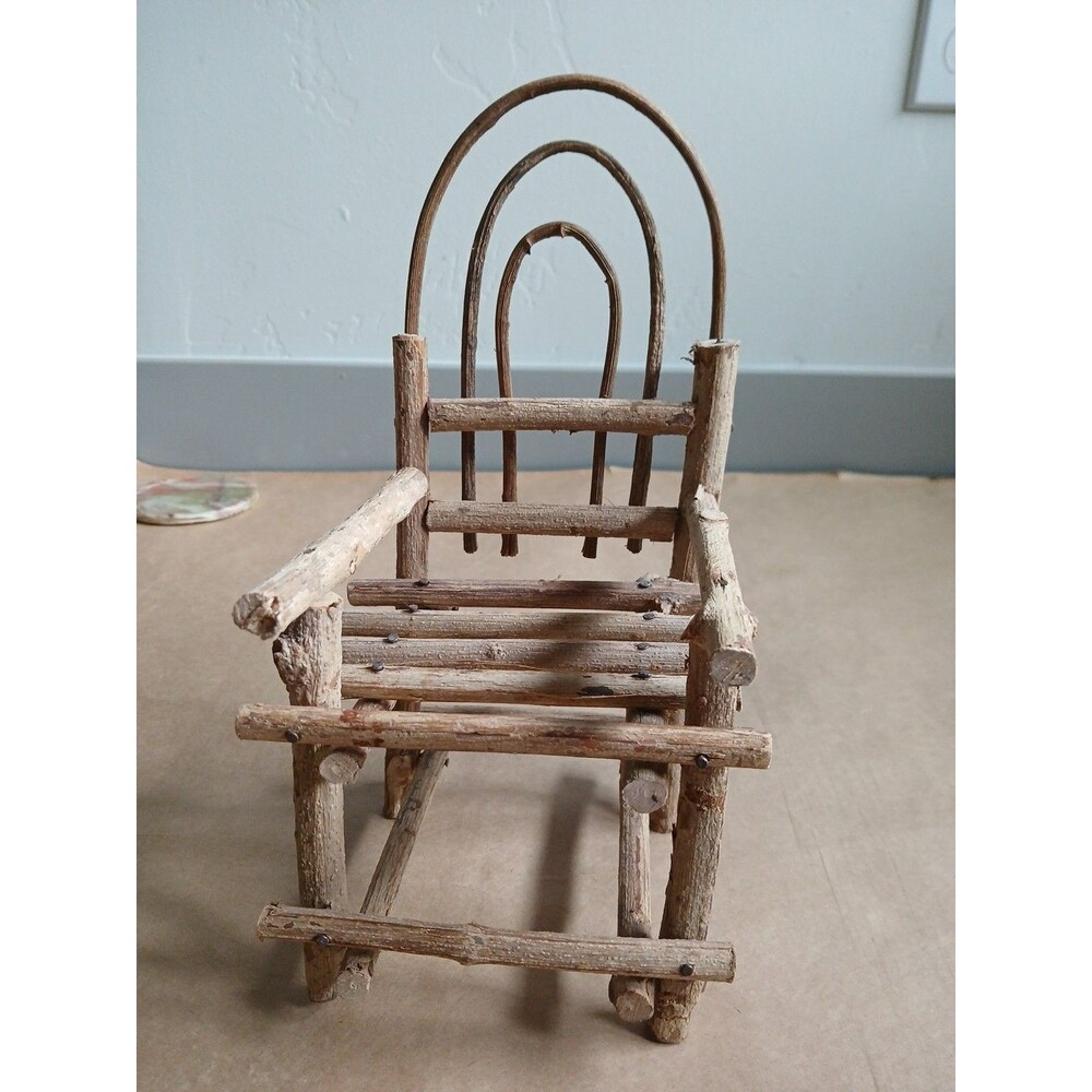 Decorative Cottagecore Figurine Wood Chair Decor Fairycore 10.5" X 5"